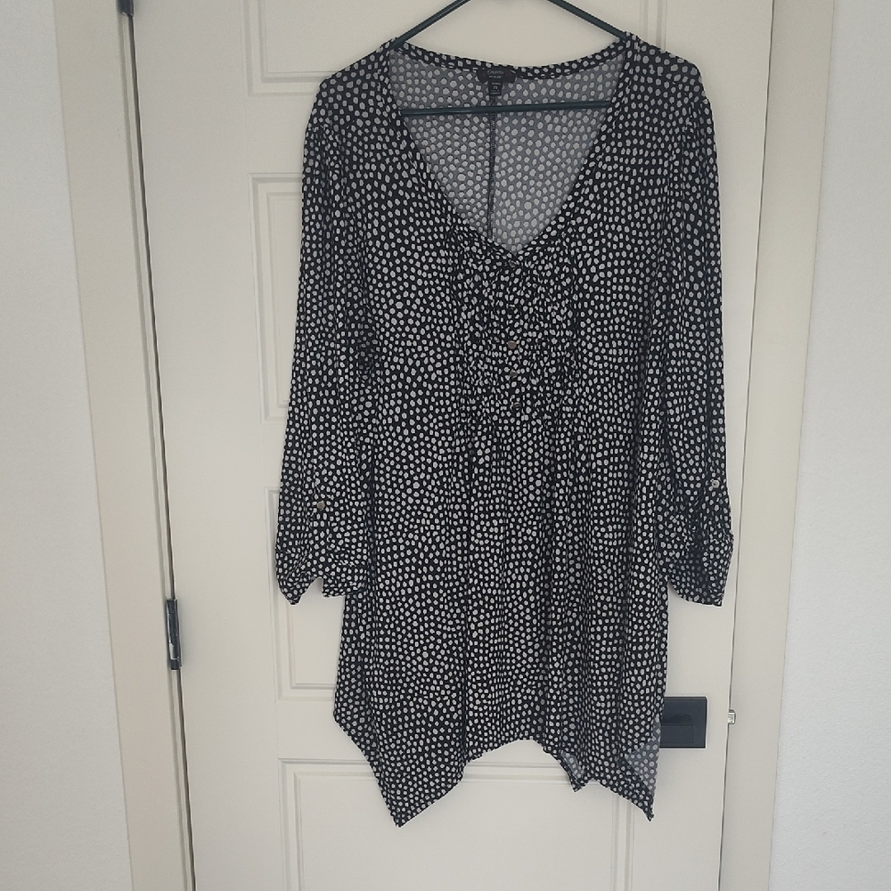 Cocomo Black and White Polka Dot Tunic Top